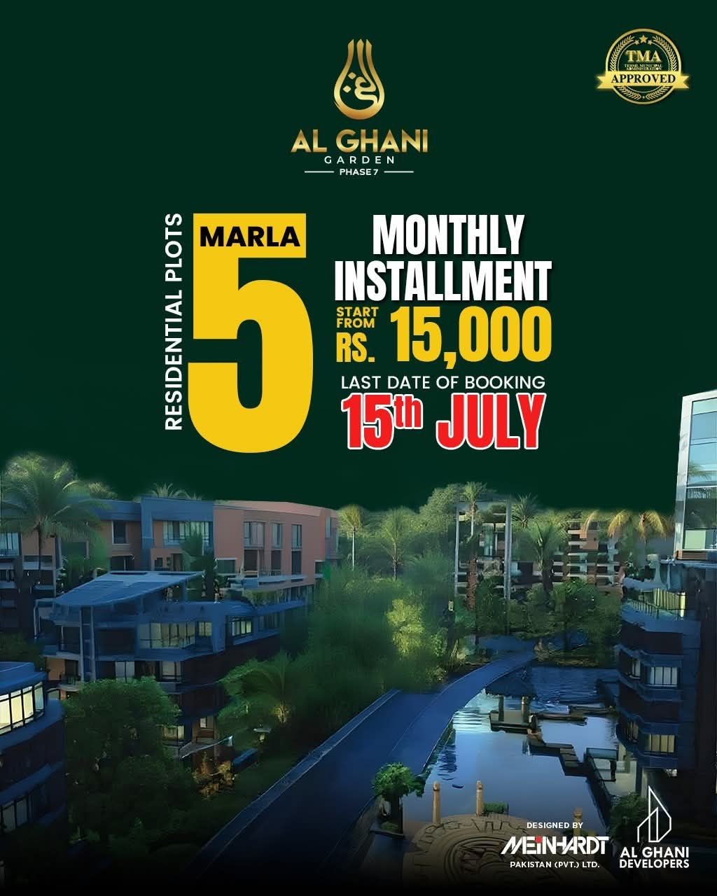 Al Ghani Garden Phase 7, 5 Marla Plot's Booking Closing Date Announced