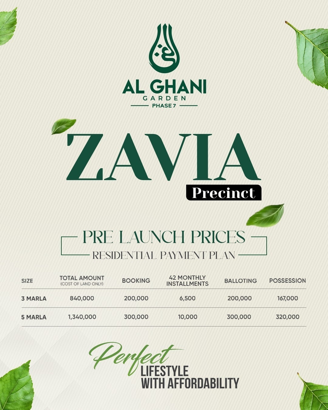 Al Ghani Garden Phase 7 New Payment Plan For Zavia Precinct Block (1)