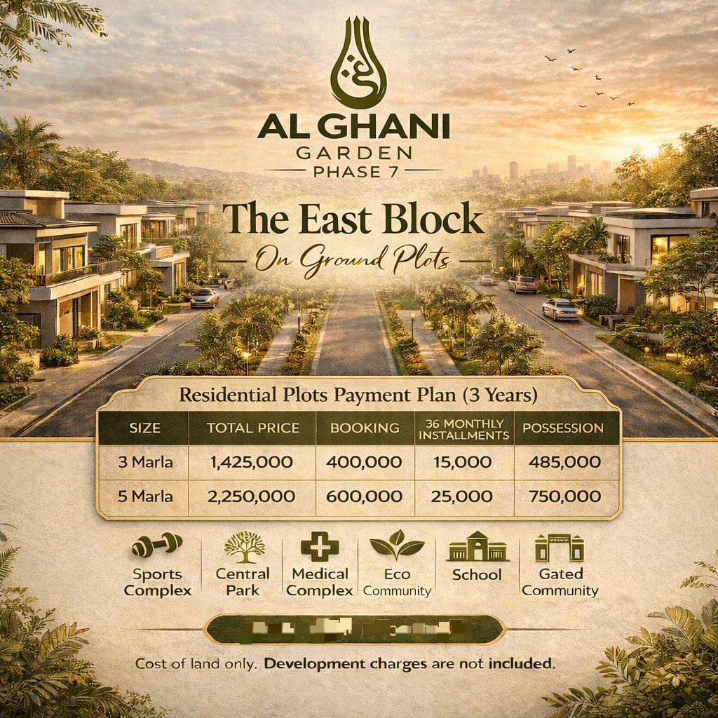 Al Ghani Garden On Ground Plots on Installments